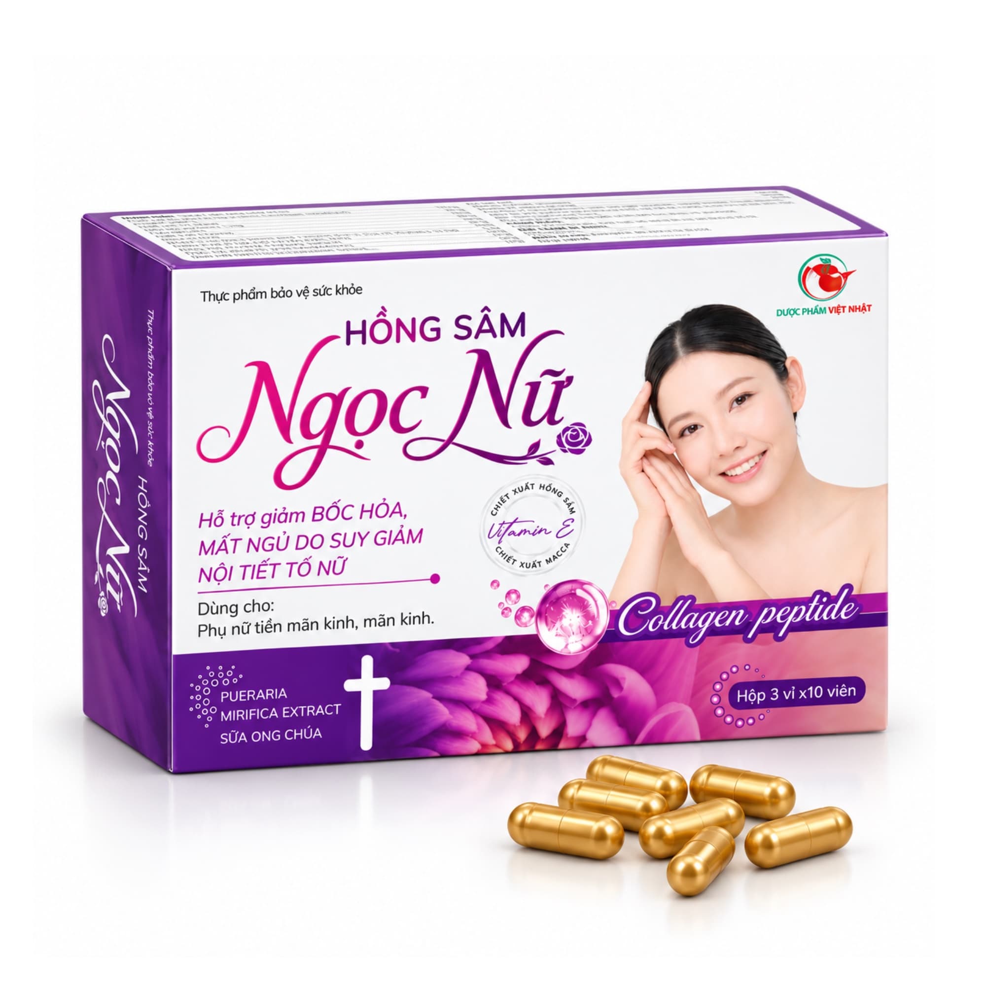 Viên uống nội tiết tố Hồng Sâm Ngọc Nữ (vỉ, màu tím) Viên uống nội tiết tố Hồng Sâm Ngọc Nữ (vỉ, màu tím)