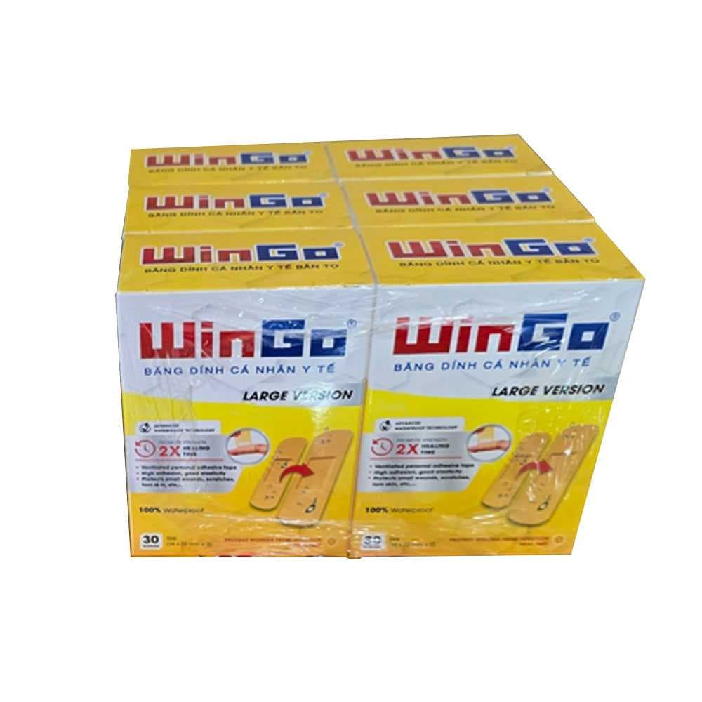 Băng dính cá nhân y tế WinGo hộp vàng bản to Băng dính cá nhân y tế WinGo hộp vàng bản to
