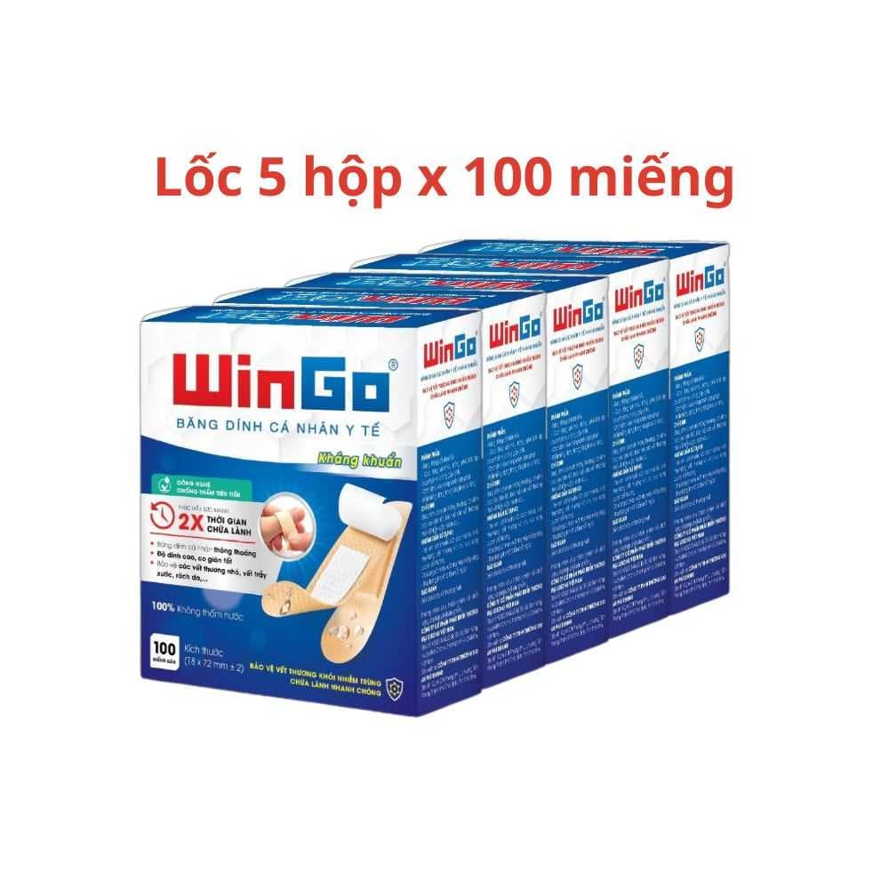 Băng dính cá nhân y tế WinGo hộp xanh dương băng keo đục Băng dính cá nhân y tế WinGo hộp xanh dương băng keo đục