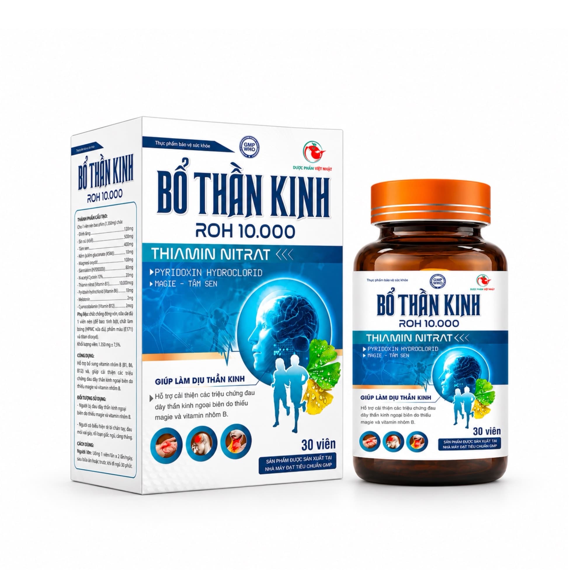 Bổ thần kinh ROH 10.000 (Chai 30v), Hỗ trợ bổ sung B1, B6 và Magie Bổ thần kinh ROH 10.000 (Chai 30v), Hỗ trợ bổ sung B1, B6 và Magie