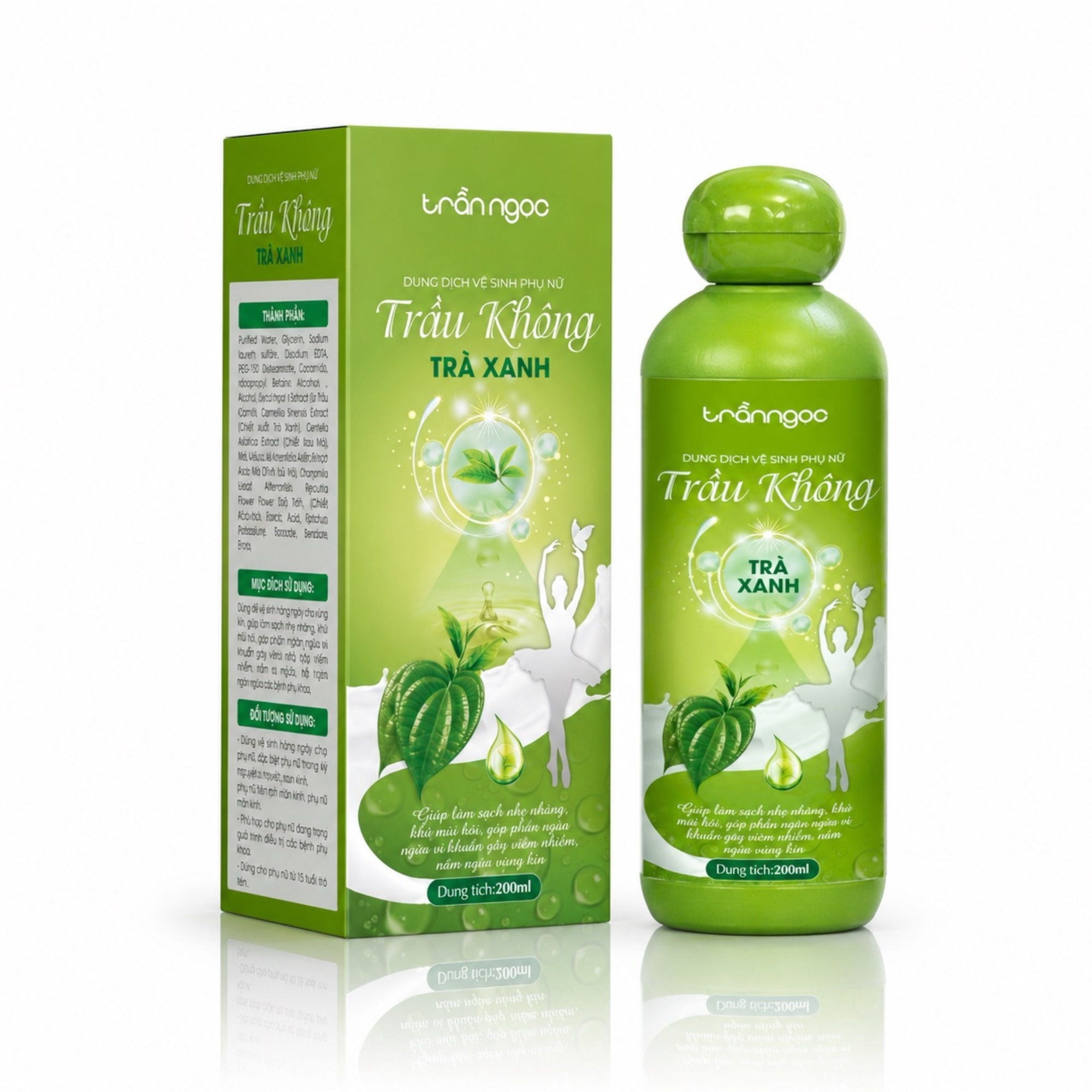 Dung Dịch Vệ Sinh Phụ Nữ Trầu Không Trà Xanh Trần Ngọc 200ml Dung Dịch Vệ Sinh Phụ Nữ Trầu Không Trà Xanh Trần Ngọc 200ml