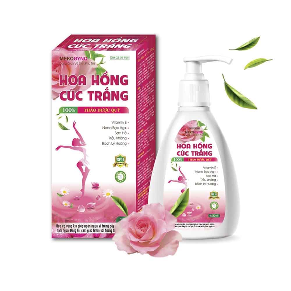 Dung Dịch Vspn Mekogyno Hoa Hồng Cúc Trắng (có vòi) (Chai/K60c) Dung Dịch Vspn Mekogyno Hoa Hồng Cúc Trắng (có vòi) (Chai/K60c)