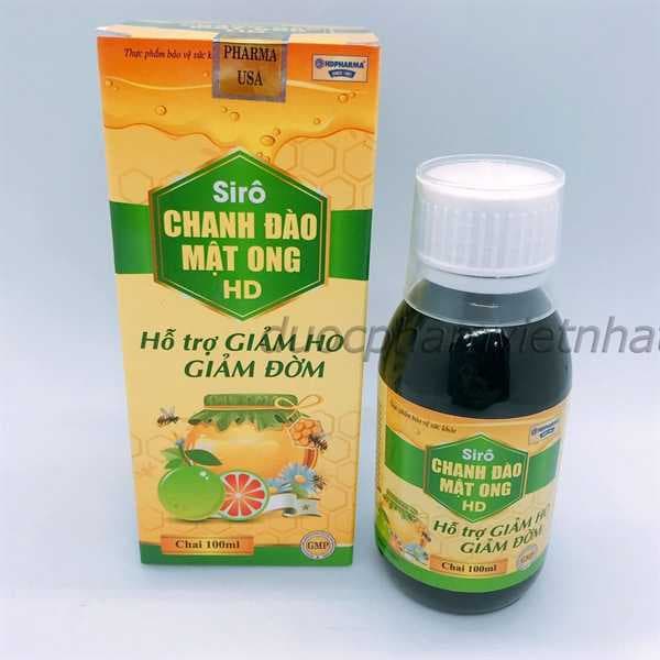 Siro Chanh Đào Mật Ong HD (vàng xanh) hỗ trợ bổ phế, giảm ho Siro Chanh Đào Mật Ong HD (vàng xanh) hỗ trợ bổ phế, giảm ho