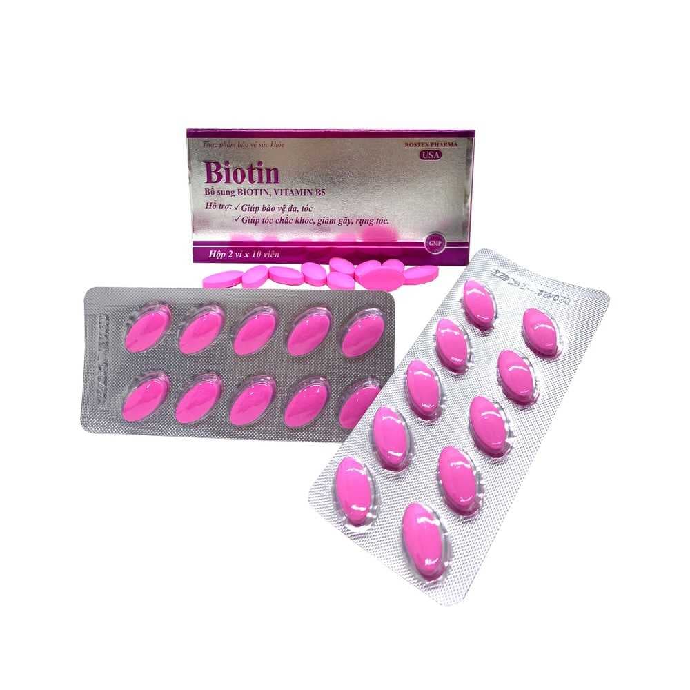 Viên uống bổ sung Biotin giảm rụng tóc, bảo vệ da, chắc móng (Hộp 20 viên) Viên uống bổ sung Biotin giảm rụng tóc, bảo vệ da, chắc móng (Hộp 20 viên)